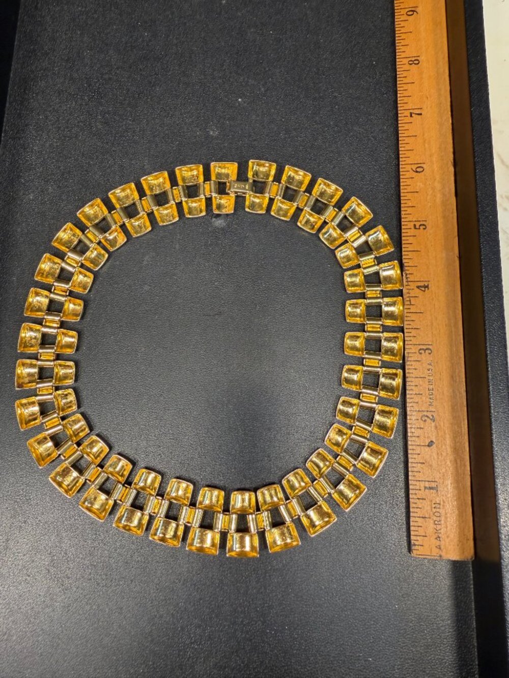 Vintage Goldtone Avon Interlocking Geometric Collar Necklace - Picture 3 of 6